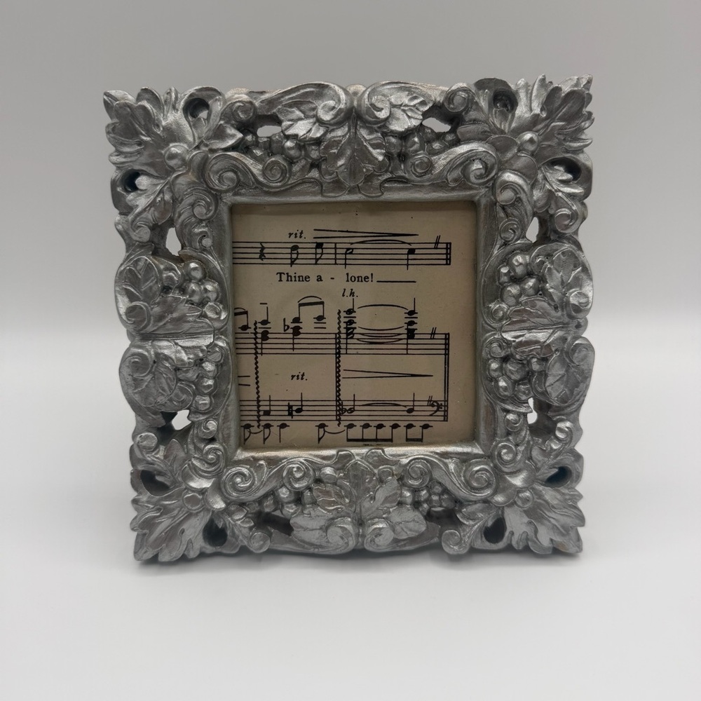 Vintage Regency Frame Silver 3D Ornate Carved 6x6 Pic 3x3 Drexel Heritage
